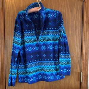 Laura Scott Blue Nordic Pattern Sweater